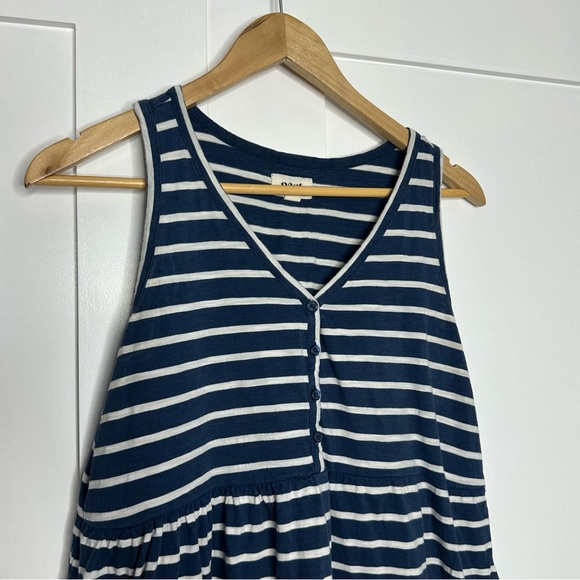 Pact Relaxed Slub Henley Tank Dress Medium Blue stripe organic Cotton coastal - Picture 7 of 15